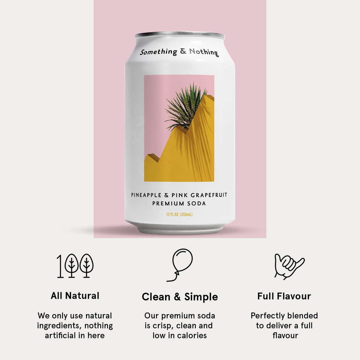 Something & Nothing Pineapple & Pink Grapefruit Sparkling Water – Lightly Carbonated, Full Flavor with Grape & Lemon Juice | Vegan, Low-Calorie Soda | 12 × 12oz Cans