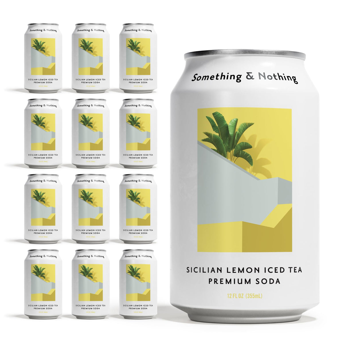 Something & Nothing Flavoured Sparkling Water – Sicilian Lemon Iced Tea, Lightly Carbonated, 355ml Cans (12-Pack) | Vegan & Low Calorie
