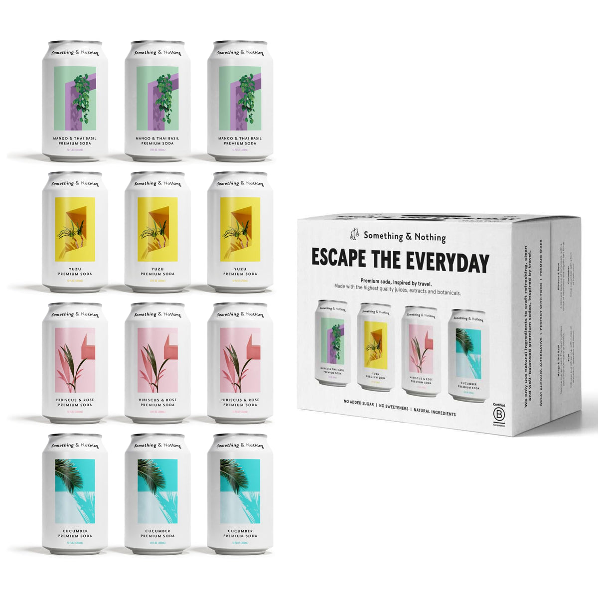 Something & Nothing Variety Pack Flavoured Sparkling Water – Real Fruit Juice, Lightly Carbonated, Vegan & Low Calorie (12 x 12oz)