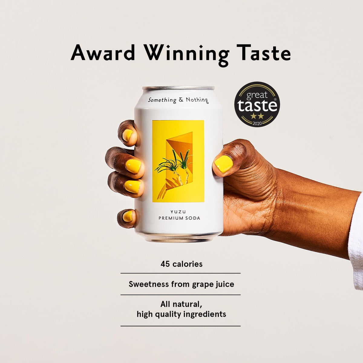 Something & Nothing Yuzu Sparkling Water – Lightly Carbonated, Full Flavor with Grape & Lemon Juices | Vegan & Low Calorie Soda | 12 x 12oz Cans