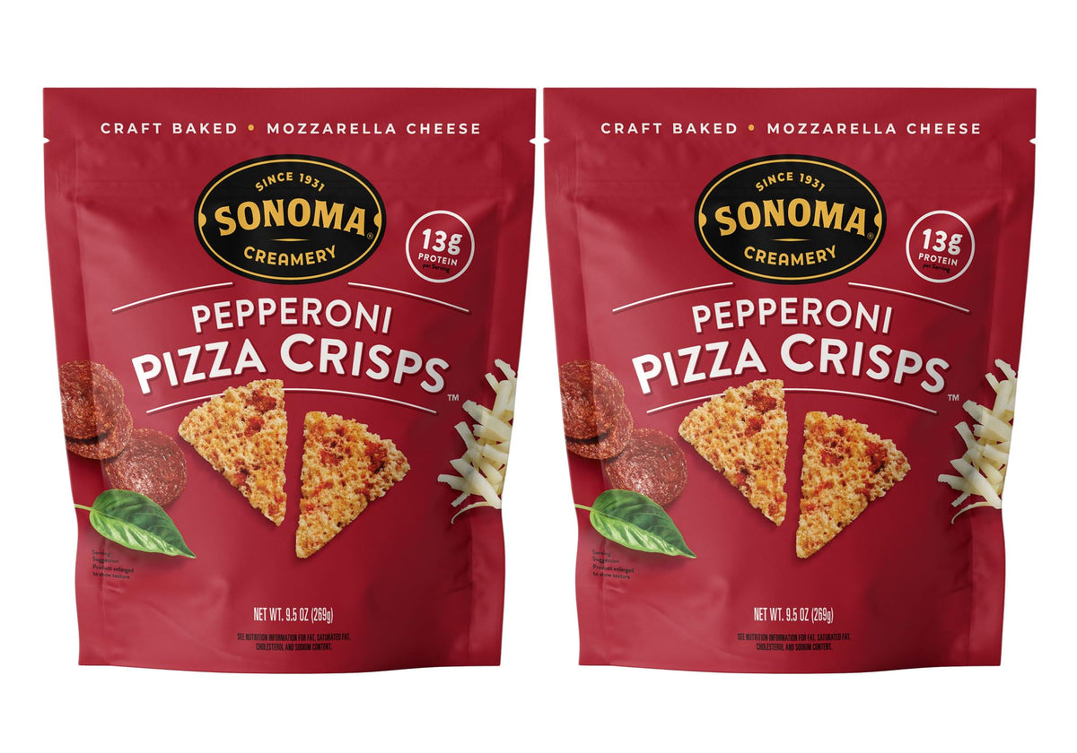 Sonoma Creamery Pizza Crisps Pepperoni – High Protein Keto Snack (2 Pack)