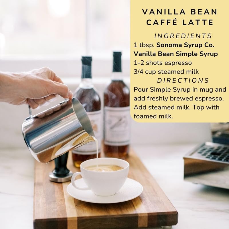 Sonoma Syrup Co Vanilla Bean Infused Simple Syrup – 25.4 fl oz | Coffee, Tea & Baking | Made in USA