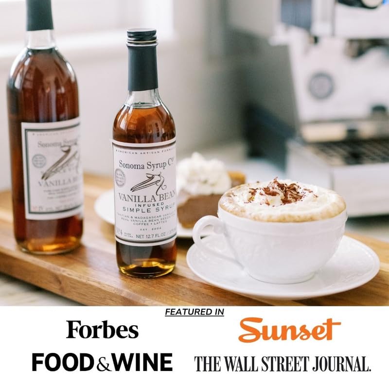 Sonoma Syrup Co Vanilla Bean Infused Simple Syrup – 25.4 fl oz | Coffee, Tea & Baking | Made in USA