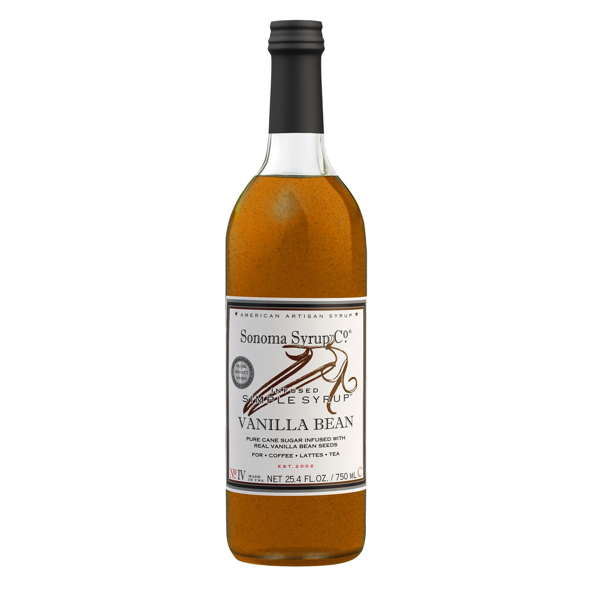 Sonoma Syrup Co Vanilla Bean Infused Simple Syrup – 25.4 fl oz | Coffee, Tea & Baking | Made in USA