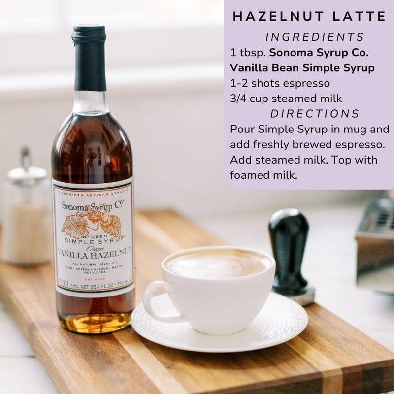 Sonoma Syrup Co Vanilla Hazelnut Syrup – 25.4 fl oz for Coffee, Cocktails & Cooking