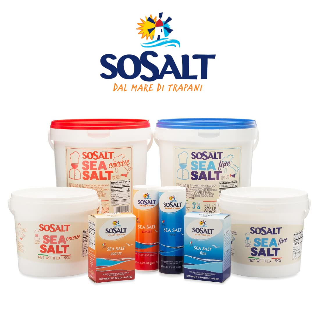 SOSALT Dal Mare di Trapani Fine Natural Sea Salt — 12.5 kg Bulk for Foodservice, Brining, Grilling