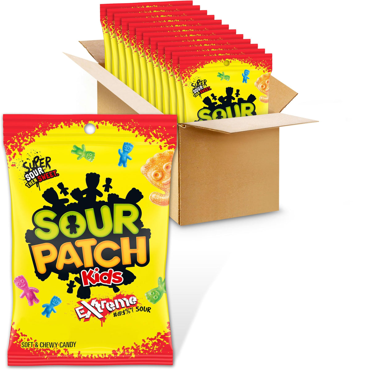 SOUR PATCH KIDS Extreme Sour Soft & Chewy Candy — Bulk 12 Bags (7.2 oz each)