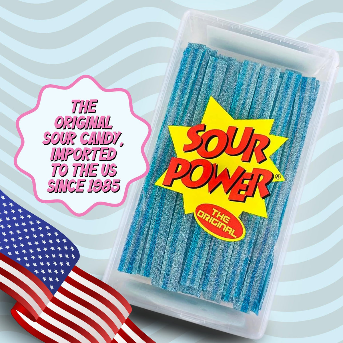 Sour Power Berry Blue Candy Belts – 2.5 lb Vegan Sour Belts Bulk Tub with Tongs