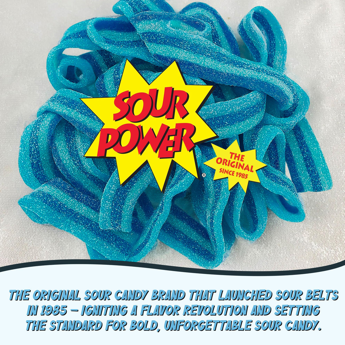 Sour Power Berry Blue Candy Belts – 2.5 lb Vegan Sour Belts Bulk Tub with Tongs