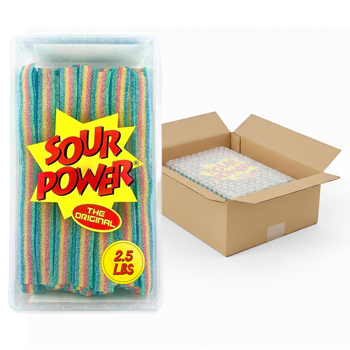 Sour Power Quattro Rainbow Candy Belts — 2.5 lb Bulk Tub (Since 1985) | Vegan, Non-GMO, Gelatin-Free