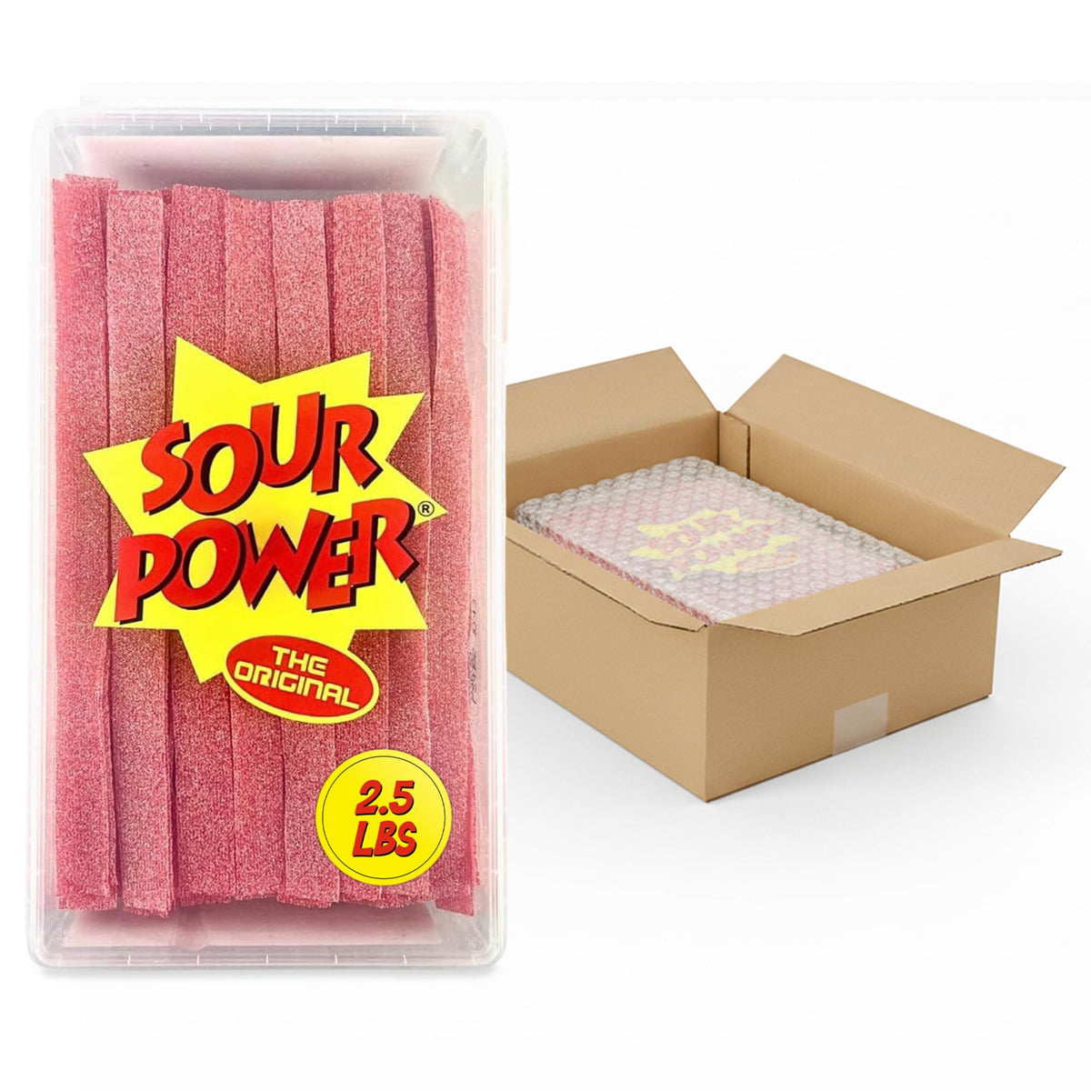 Sour Power Strawberry Candy Belts – 2.5 lb Bulk Tub, Vegan & Non-GMO