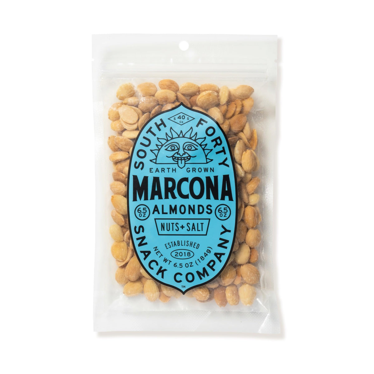 South Forty Snacks Dry Roasted Salted Marcona Almonds – 6.5oz Bag (Pack of 4)