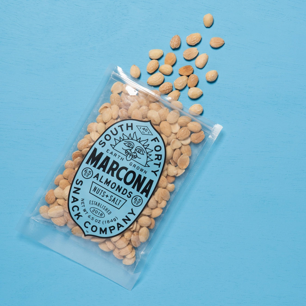 South Forty Snacks Dry Roasted Salted Marcona Almonds – 6.5oz Bag (Pack of 4)