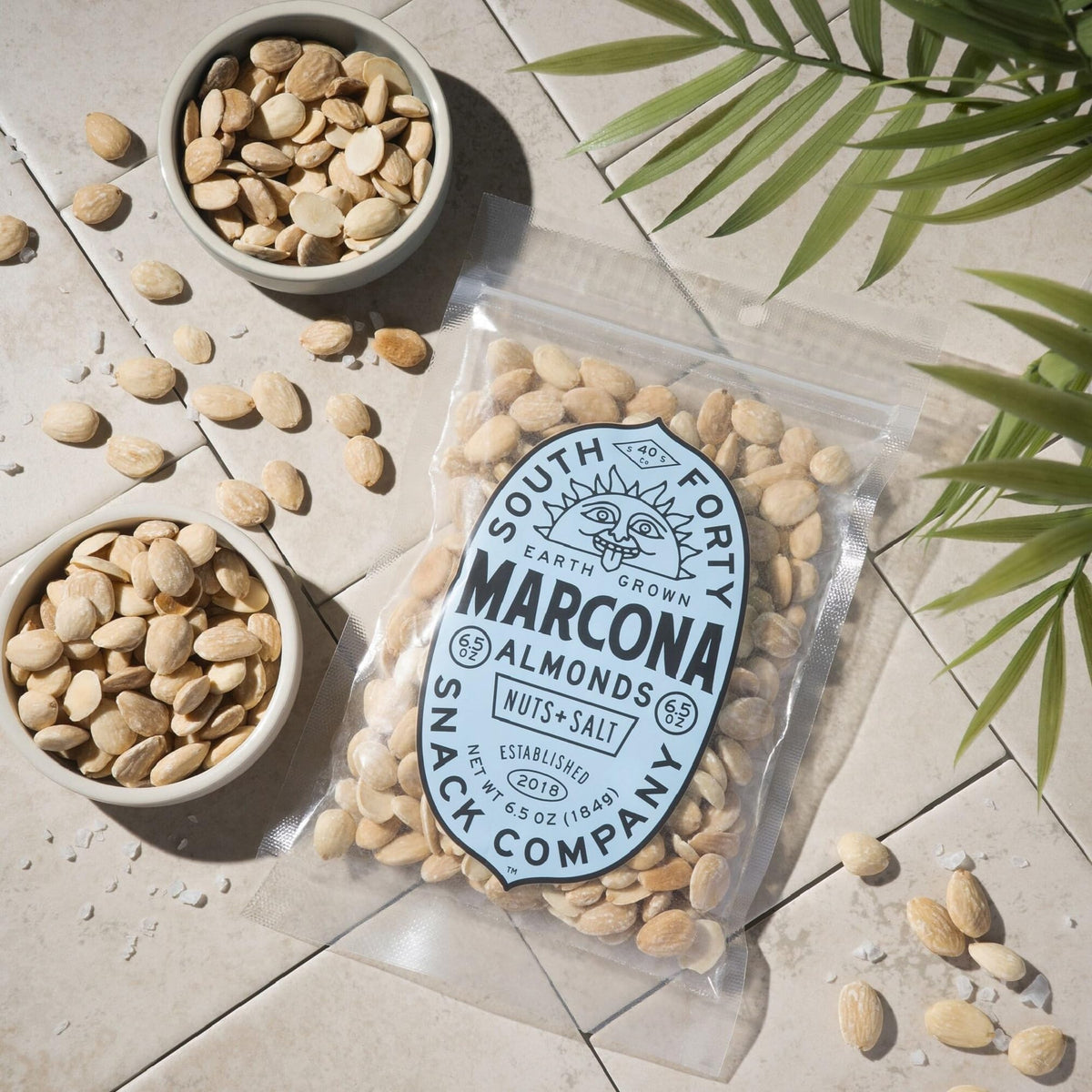 South Forty Snacks Dry Roasted Salted Marcona Almonds – 6.5oz Bag (Pack of 4)