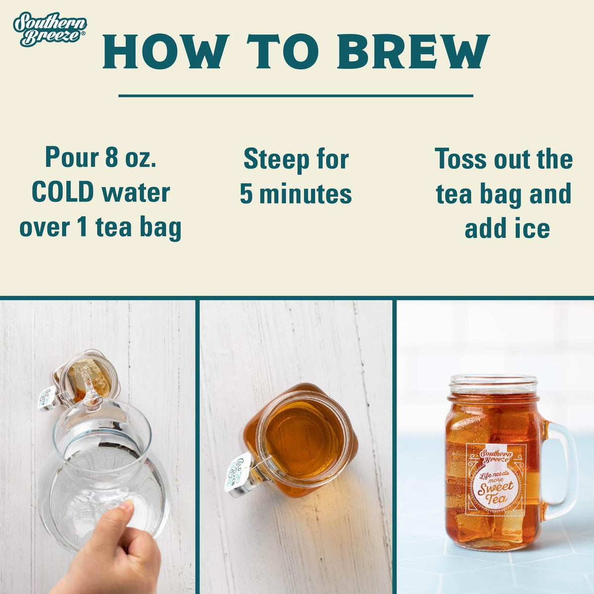 Southern Breeze Cold Brew Sweet Tea Original – Zero Sugar, Zero Carbs, 80 Bags (Pack of 4)