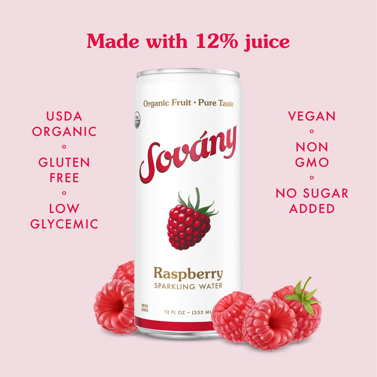Sovány Flavored Sparkling Water Variety Pack – Organic, Low Calorie, No Added Sugar, 12 oz Cans