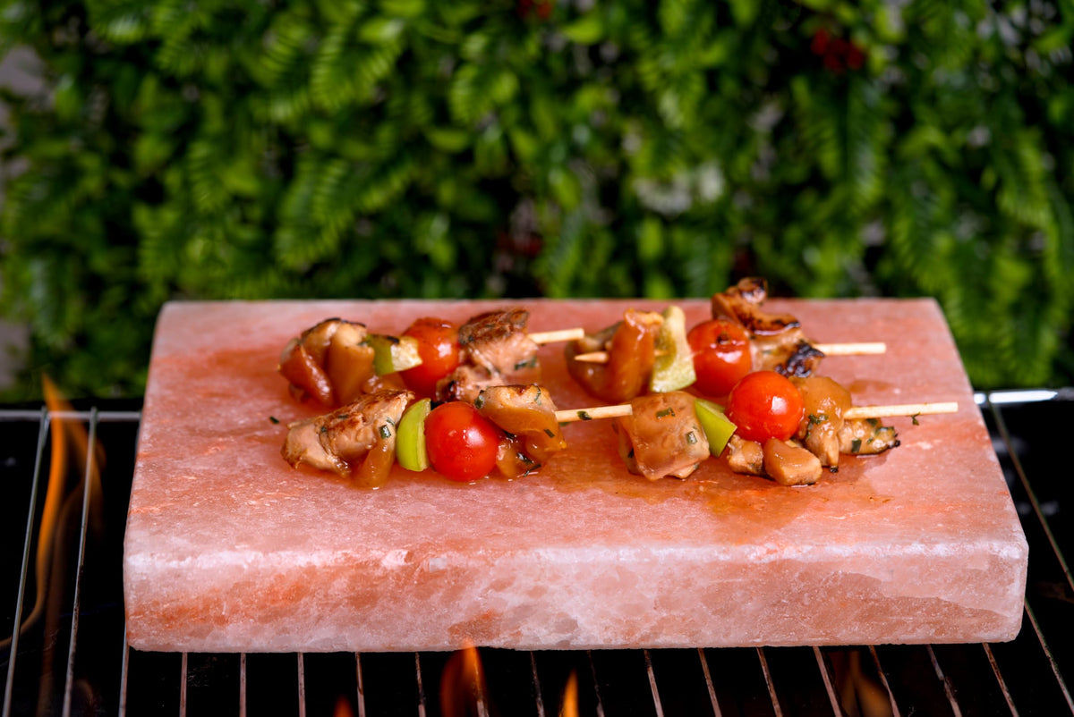 Spantik Himalayan Salt Block Set with Steel Tray – 12x8x1.5 in for Grilling, Cooking & Serving