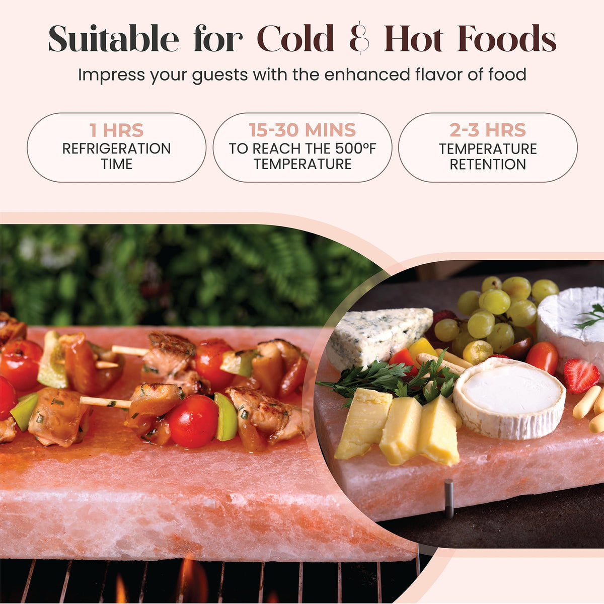 Spantik Himalayan Salt Block Set with Steel Tray – 12x8x1.5 in for Grilling, Cooking & Serving