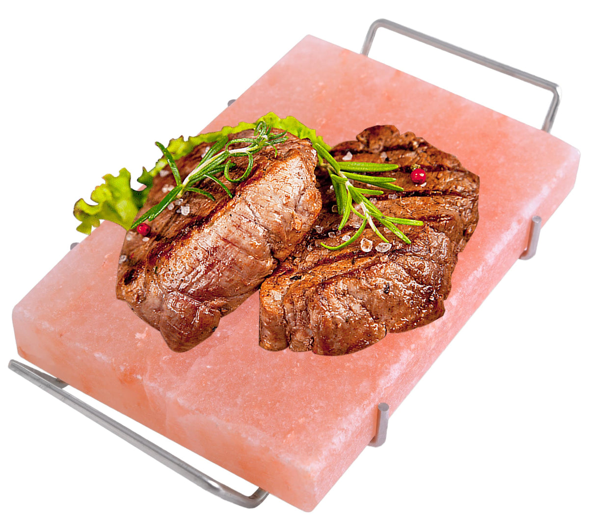 Spantik Himalayan Salt Block Set with Steel Tray – 12x8x1.5 in for Grilling, Cooking & Serving