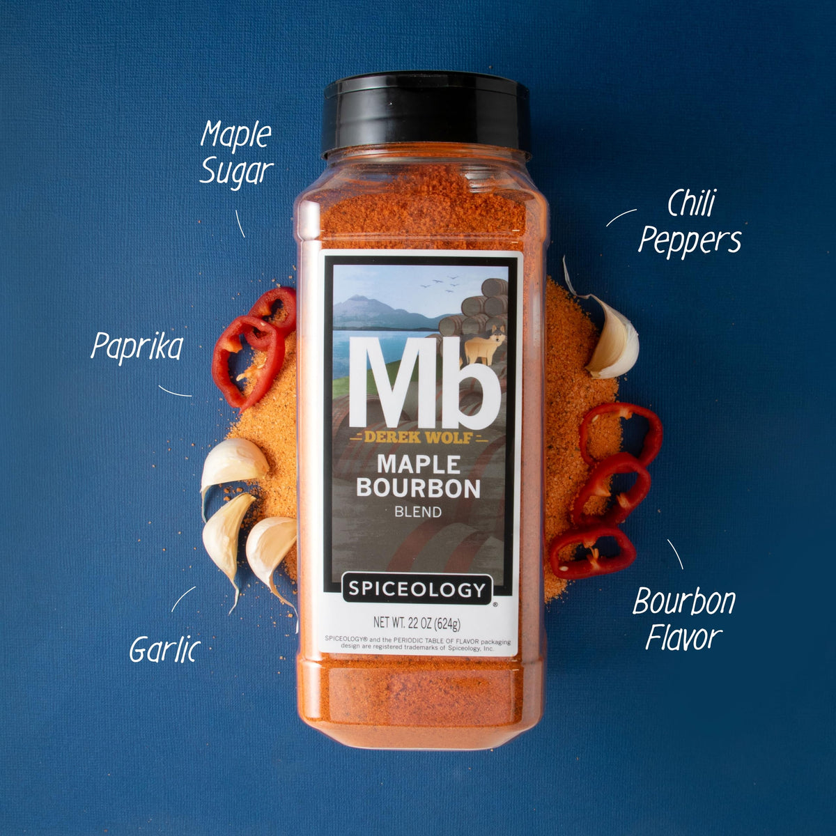 Spiceology Maple Bourbon Seasoning – Sweet & Smoky BBQ Rub (22 oz) | Ribs, Pork Shoulder, Beef, Bacon, Wings