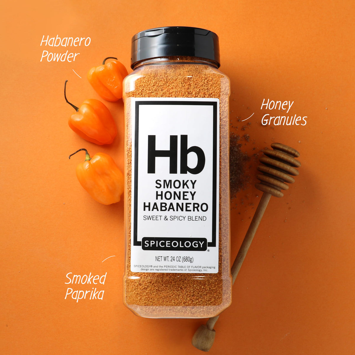 Spiceology Smoky Honey Habanero BBQ Rub - Sweet & Spicy Grill Seasoning for Smoking or Grilling (24 oz)