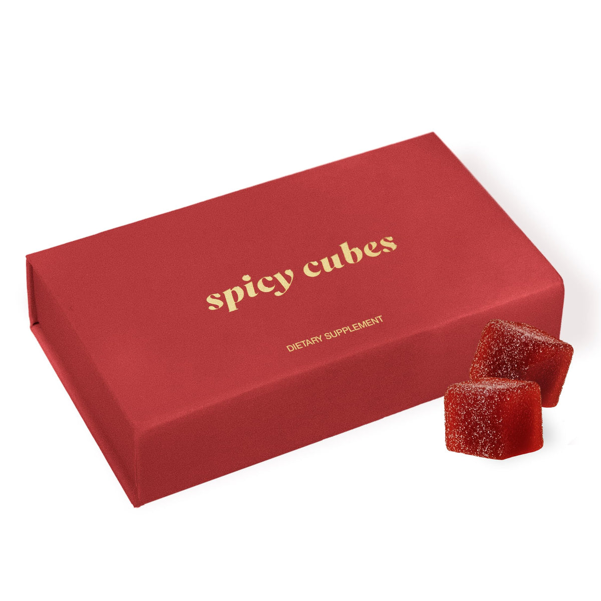 Spicy Cubes Hot Peach Gummies – Peach + Chili Sugar, Maca Root & Muira Puama for Energy & Vitality