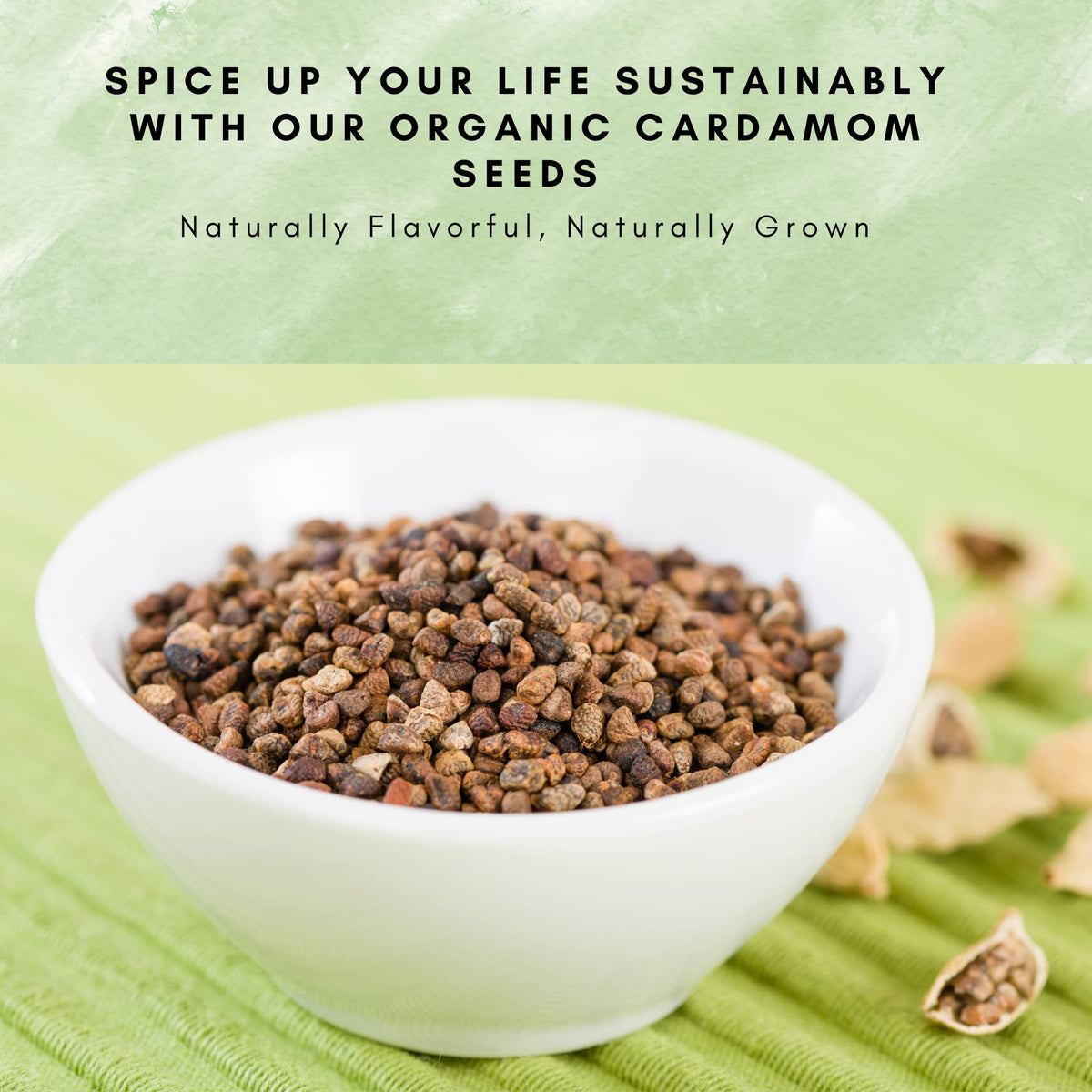 SPICY ORGANIC Decorticated Cardamom Seeds, 16 oz – 100% USDA Organic | Elevate Beverages, Curries, and Baked Goods