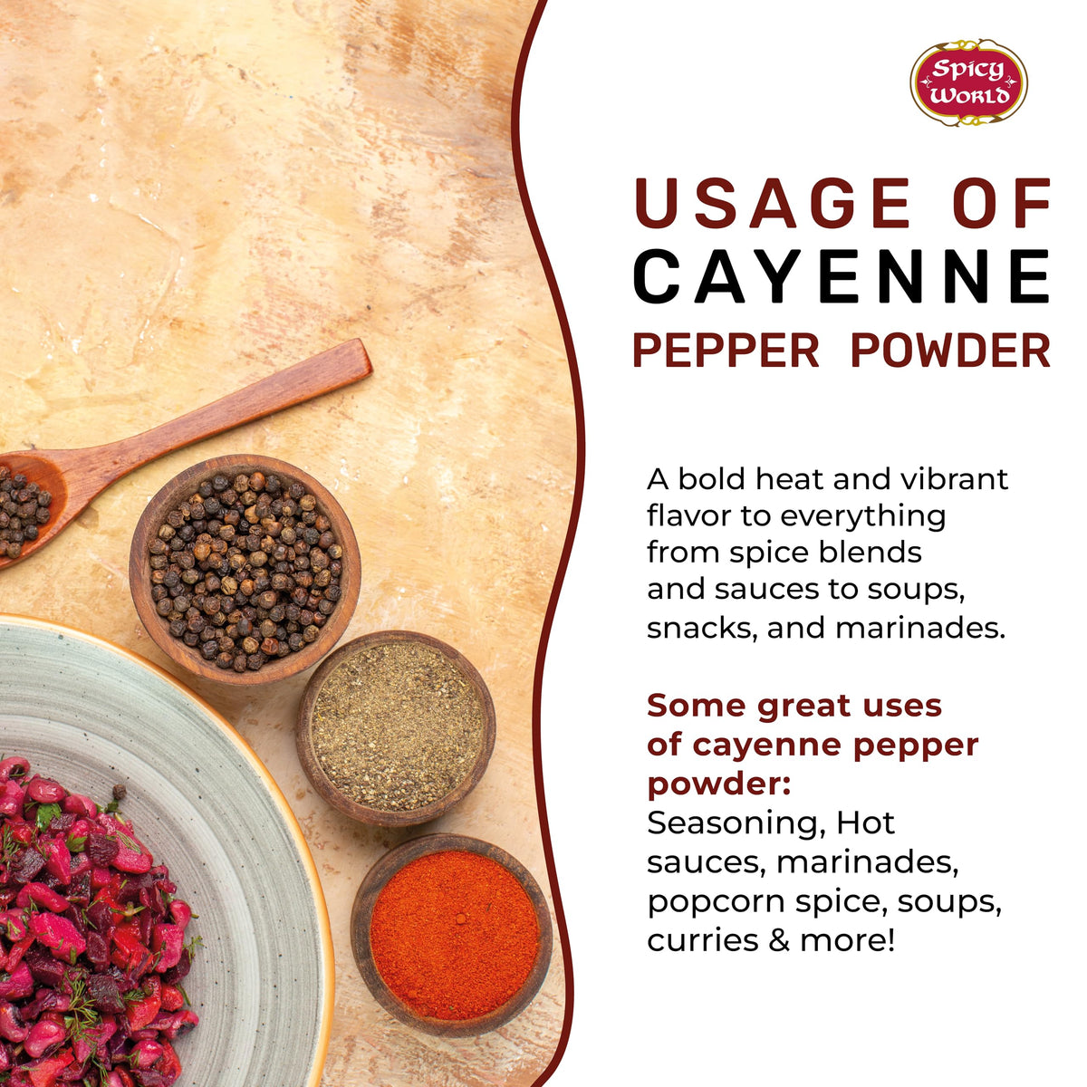 Spicy World Hot Cayenne Pepper Powder – 5 lb Bulk Jar, 50,000 SHU, Gluten Free