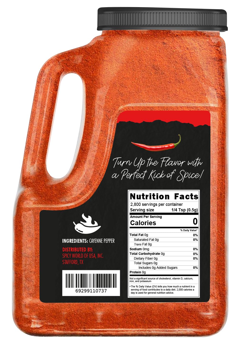 Spicy World Hot Cayenne Pepper Powder – 5 lb Bulk Jar, 50,000 SHU, Gluten Free
