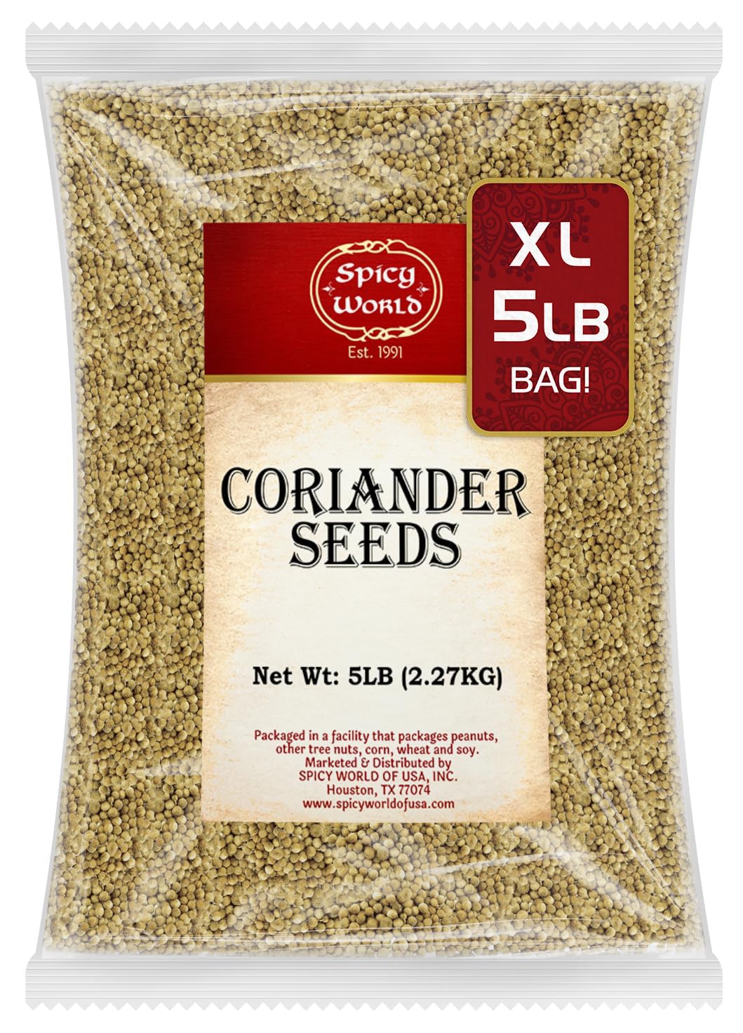Spicy World Coriander Seeds – 5 lb Bulk (Pure Indian Spice)