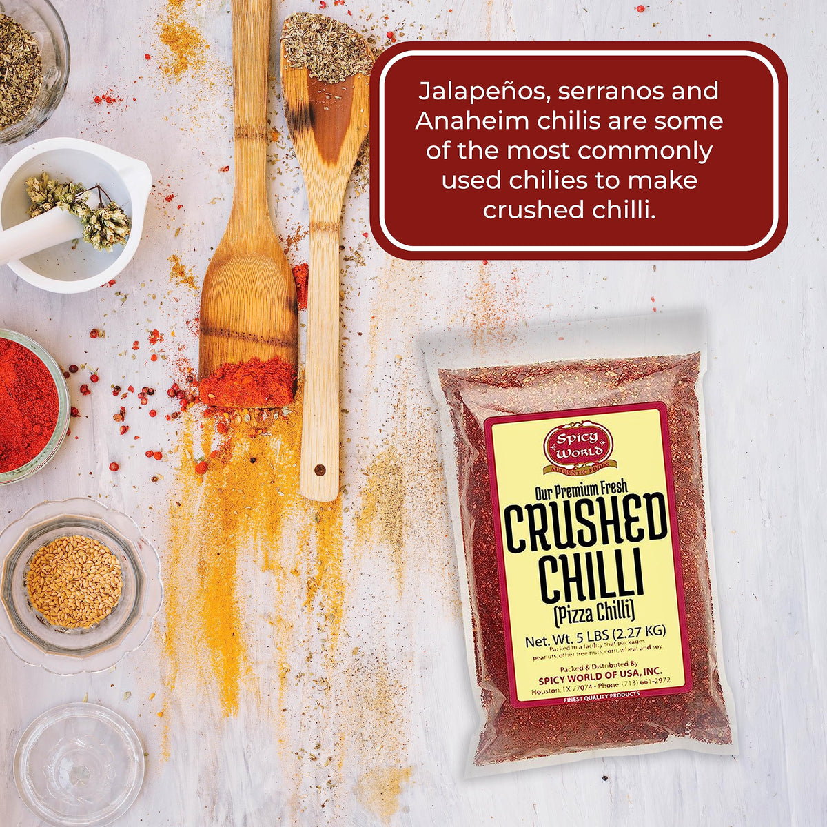 Spicy World Crushed Red Pepper Flakes – 5 lb Bulk Value Pack | Chili Pepper Flakes for Pizza & Pasta