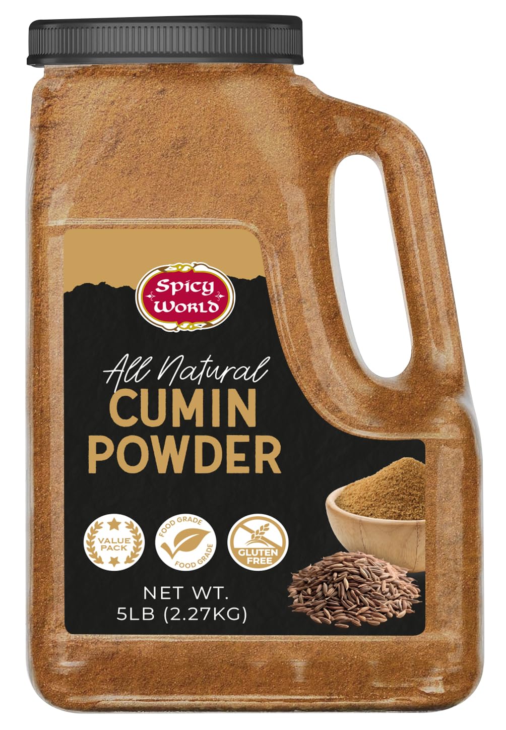 Spicy World Cumin Powder 5 LB Bulk Jar – All Natural, Gluten Free, Jeera Ground Cumin