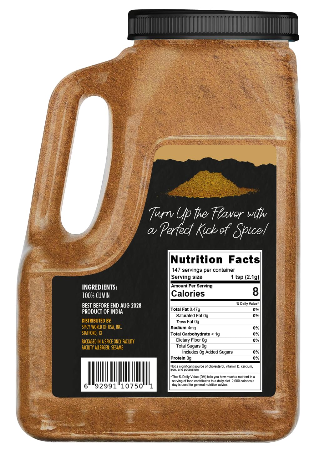 Spicy World Cumin Powder 5 LB Bulk Jar – All Natural, Gluten Free, Jeera Ground Cumin