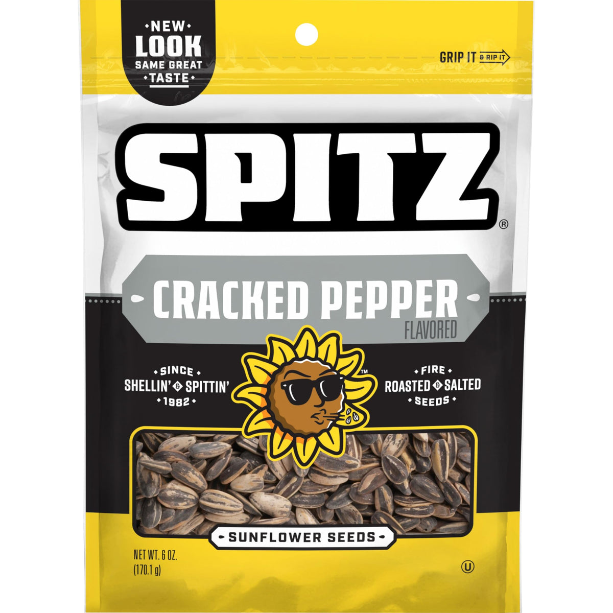 Spitz Sunflower Seeds Cracked Pepper 6 oz (Pack of 9) | Bold Pepper Flavor
