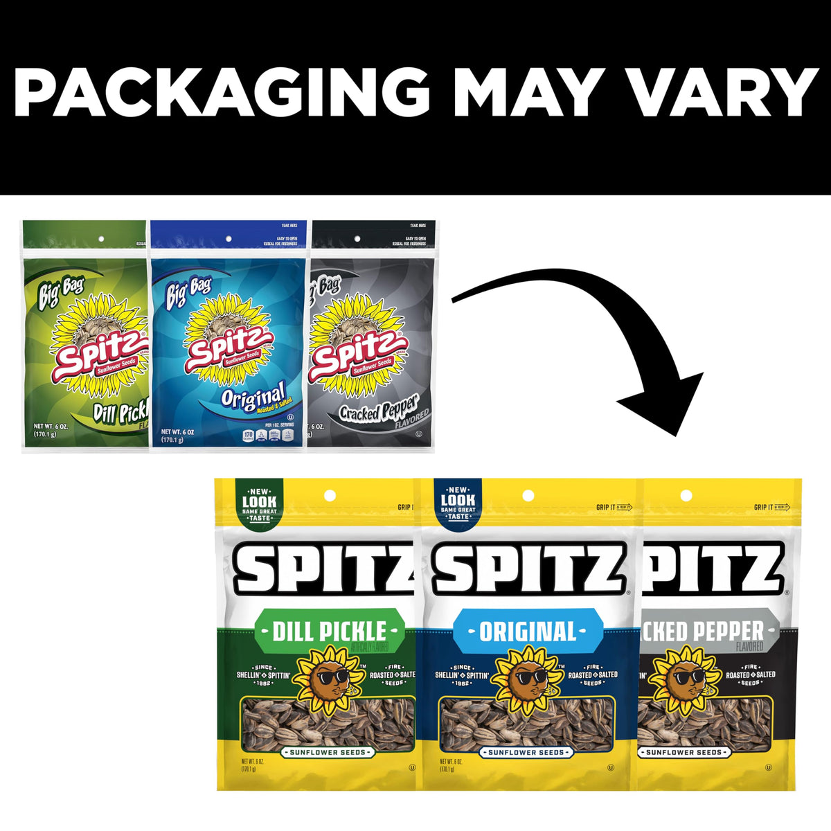 Spitz Sunflower Seeds Cracked Pepper 6 oz (Pack of 9) | Bold Pepper Flavor