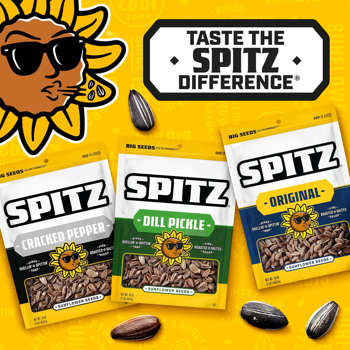 Spitz Sunflower Seeds Cracked Pepper 6 oz (Pack of 9) | Bold Pepper Flavor