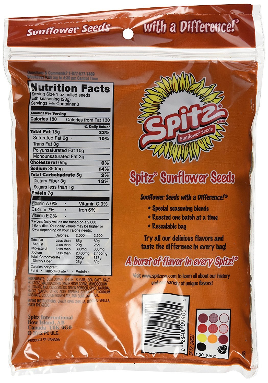Spitz Sunflower Seeds Variety Bundle – 5 Flavors, 6 oz Bags (30 oz Total)