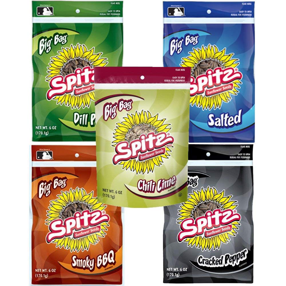 Spitz Sunflower Seeds Variety Bundle – 5 Flavors, 6 oz Bags (30 oz Total)