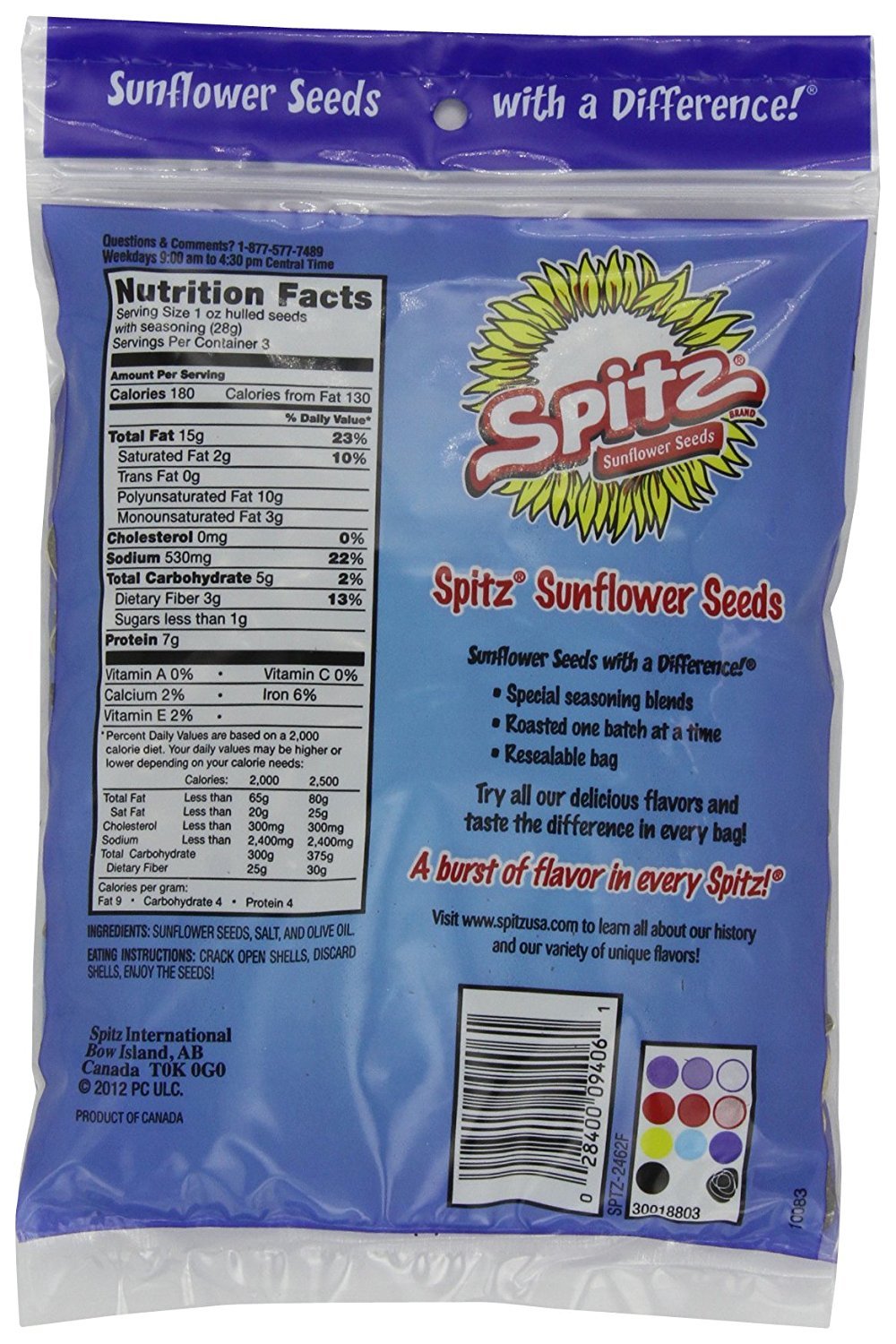 Spitz Sunflower Seeds Variety Bundle – 5 Flavors, 6 oz Bags (30 oz Total)
