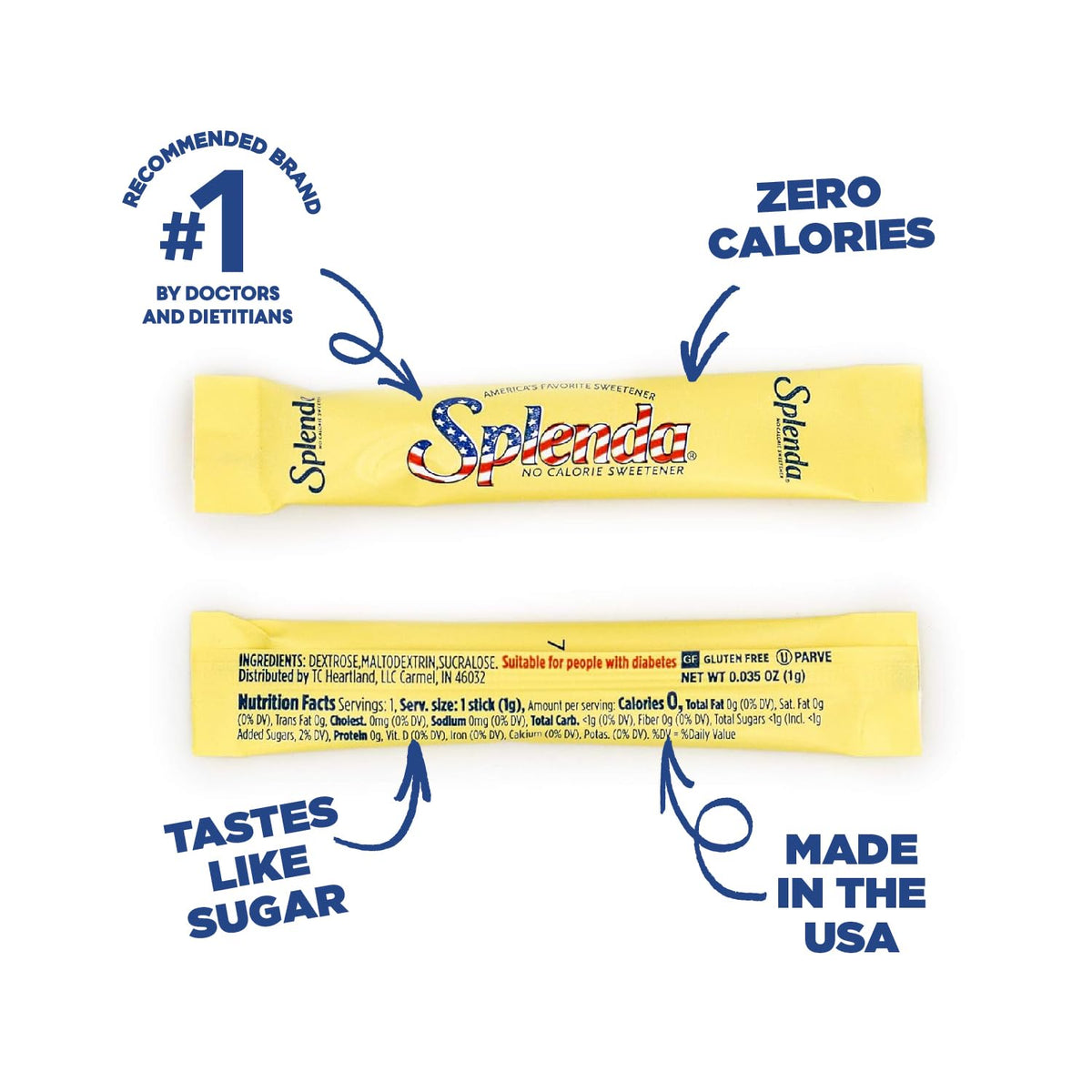 SPLENDA Zero Calorie Cafe Stick Packets — 2000 Count | Sugar Substitute for Coffee & Tea