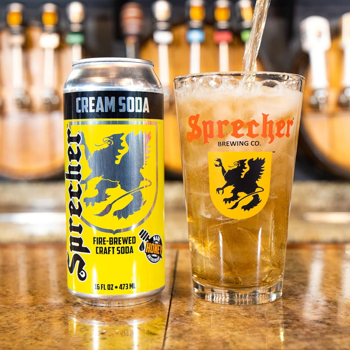 Sprecher Cream Soda – Fire-Brewed with Real Honey, Vanilla Cream, 16 oz Cans