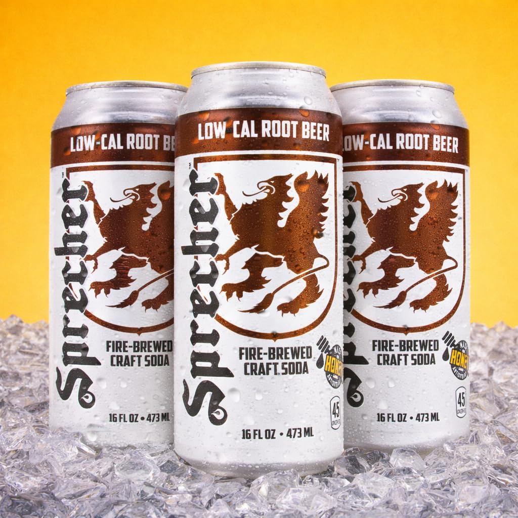 Sprecher Low Cal Root Beer Soda – Fire-Brewed Craft, Real Honey, 16 oz Cans (12 Pack)
