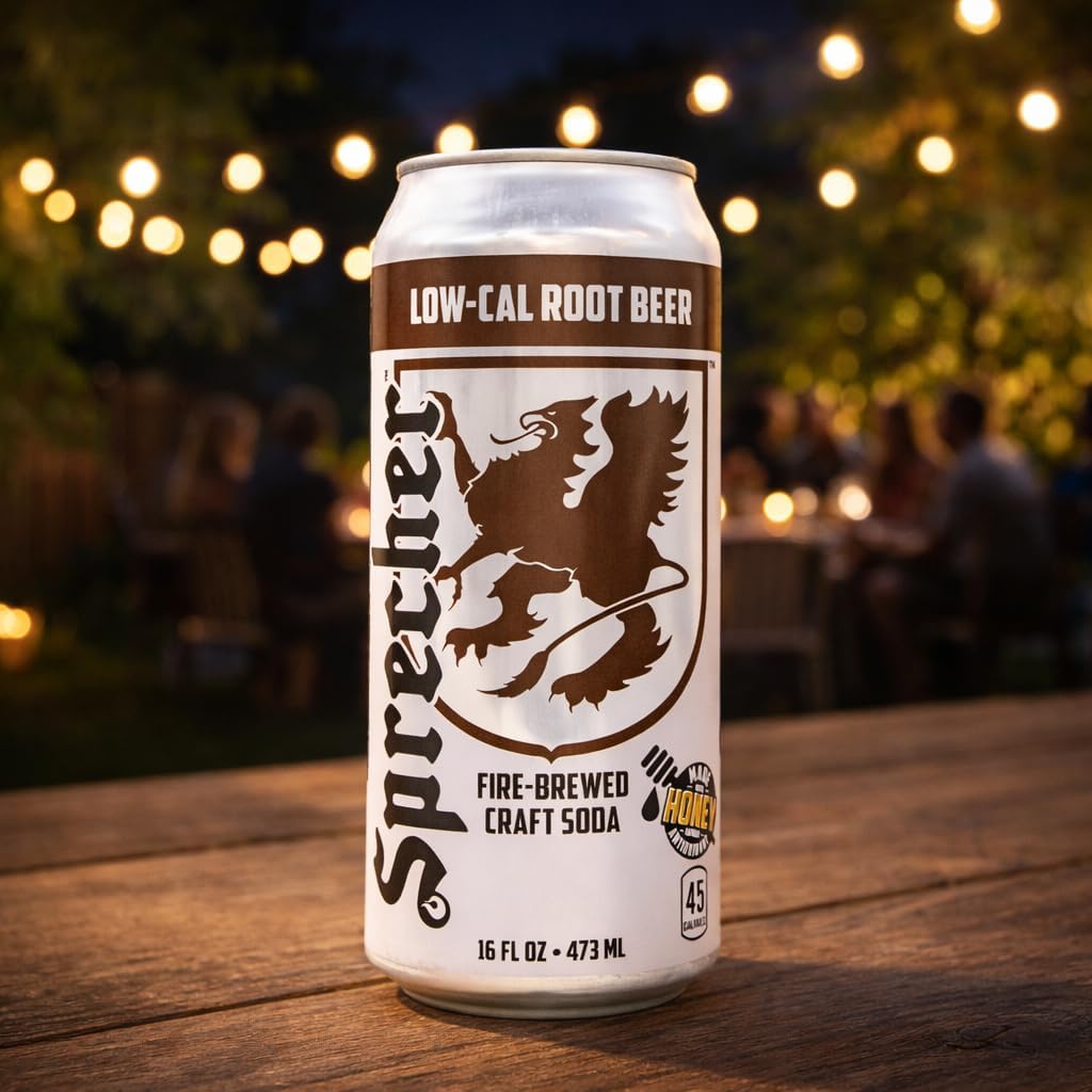 Sprecher Low Cal Root Beer Soda – Fire-Brewed Craft, Real Honey, 16 oz Cans (12 Pack)