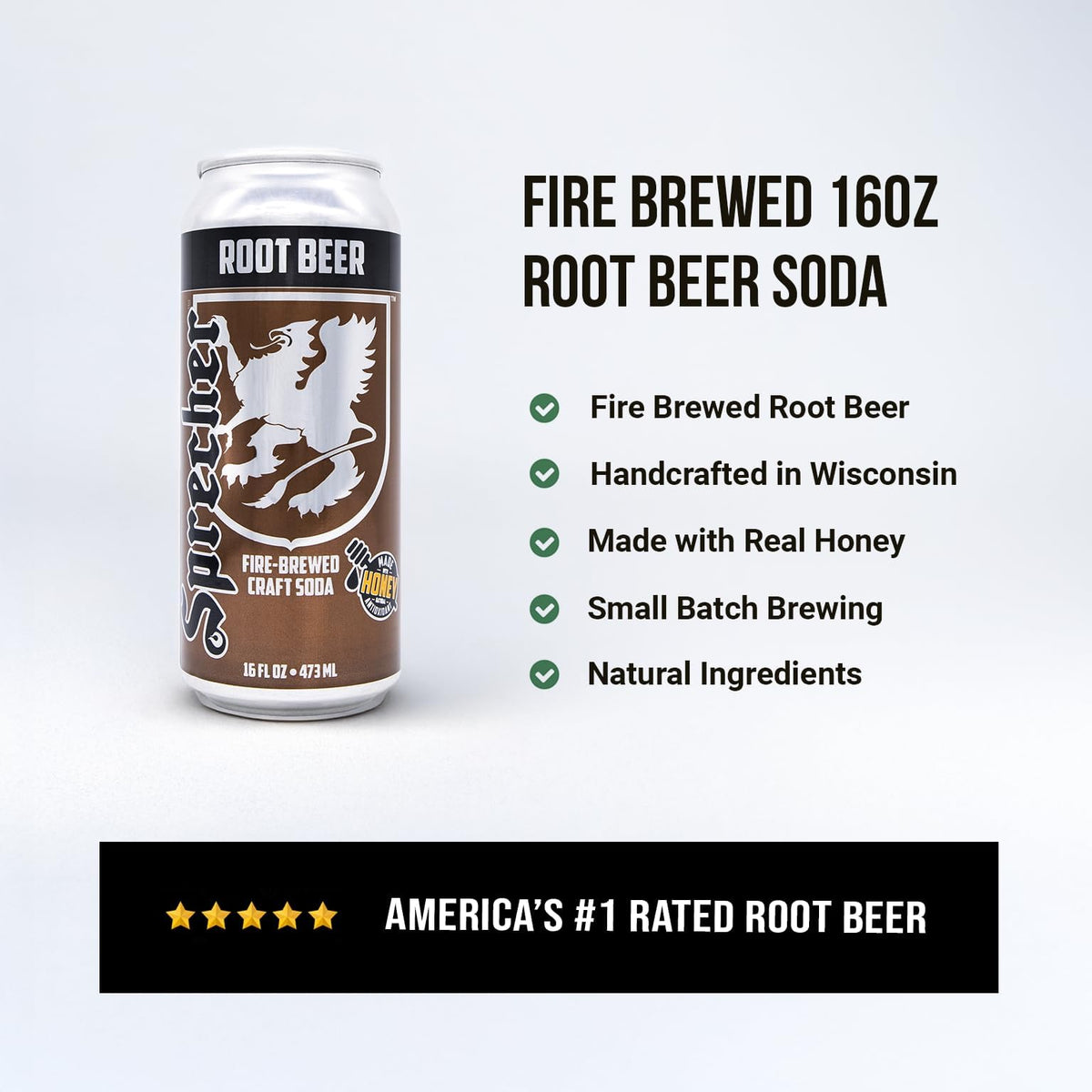 Sprecher Root Beer 16 oz Cans (12 Pack) – Fire-Brewed with Real Honey, Caffeine-Free