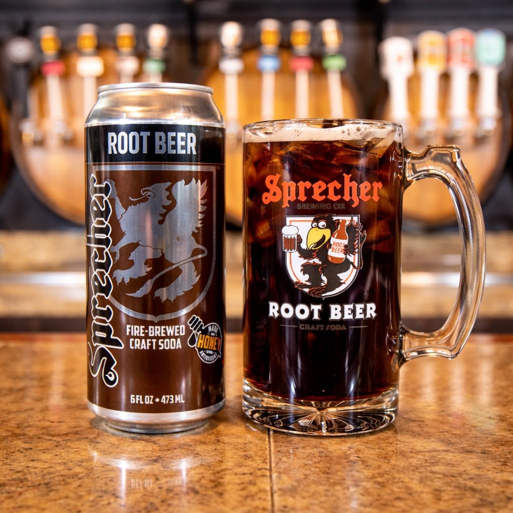 Sprecher Root Beer 16 oz Cans (12 Pack) – Fire-Brewed with Real Honey, Caffeine-Free