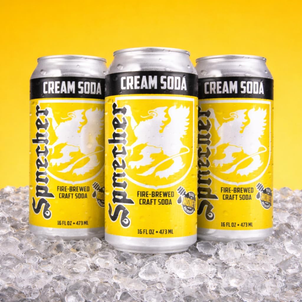 Sprecher Cream Soda – Fire-Brewed with Real Honey, Vanilla Cream, 16 oz Cans