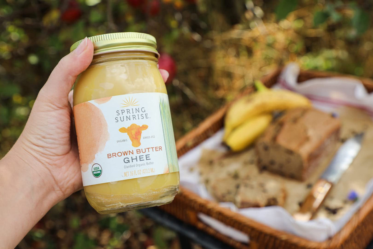 Spring Sunrise Organic Brown Ghee – Grass-Fed, High Smoke Point 485°F, 16 oz Jar