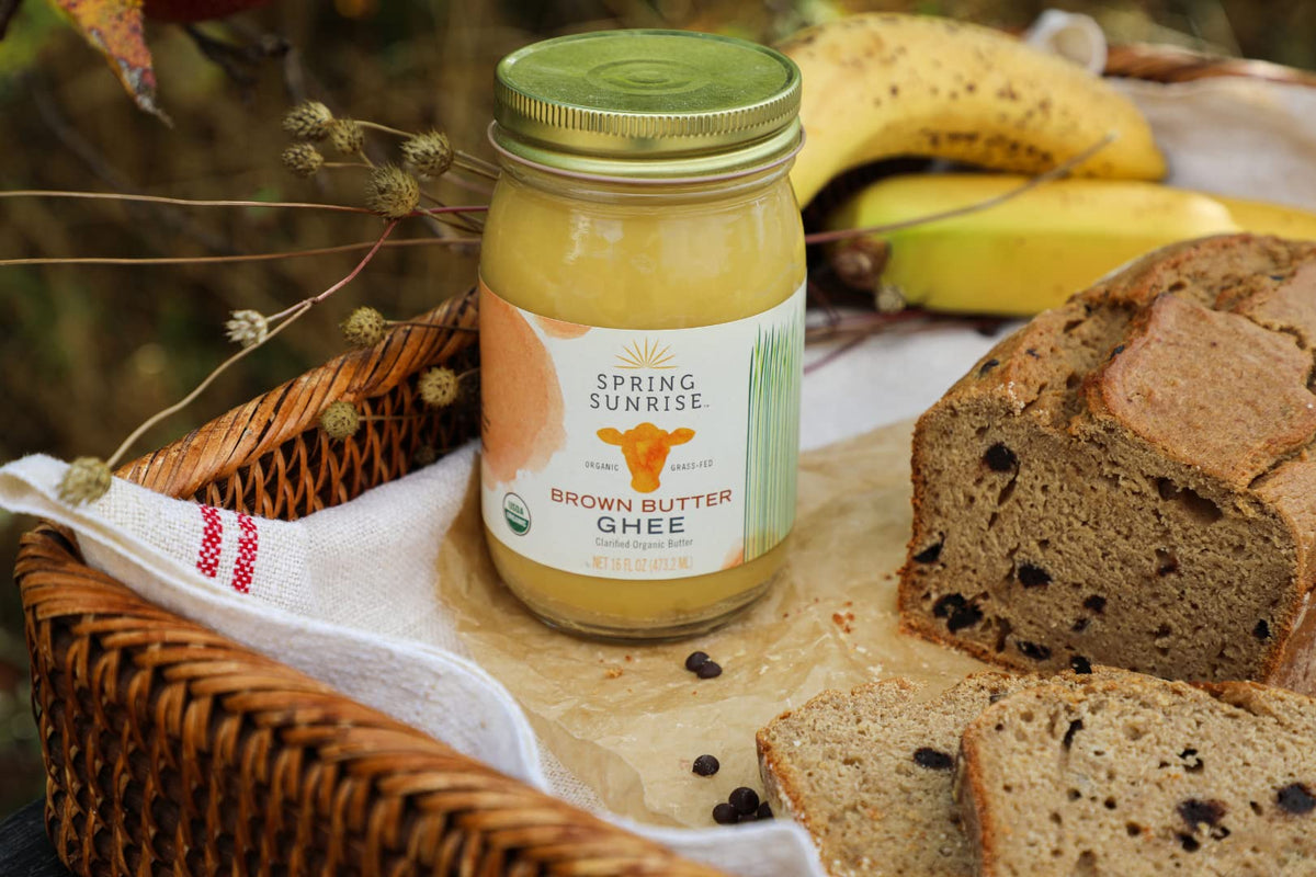 Spring Sunrise Organic Brown Ghee – Grass-Fed, High Smoke Point 485°F, 16 oz Jar