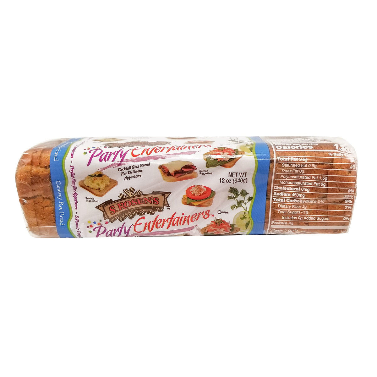 S. Rosen's Cocktail Rye Bread - Caraway (Case of 4 Loaves)