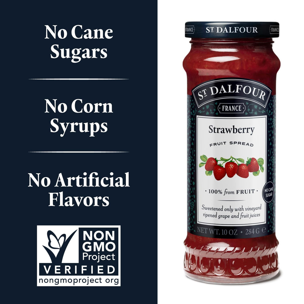 St. Dalfour Strawberry Fruit Spread – 10oz, Pack of 6 | 100% Fruit, No Artificial Ingredients, Non-GMO, No Cane Sugars